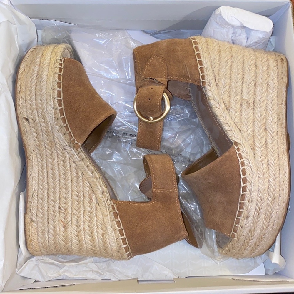 Marc Fisher Natural Multi Suede Wedges